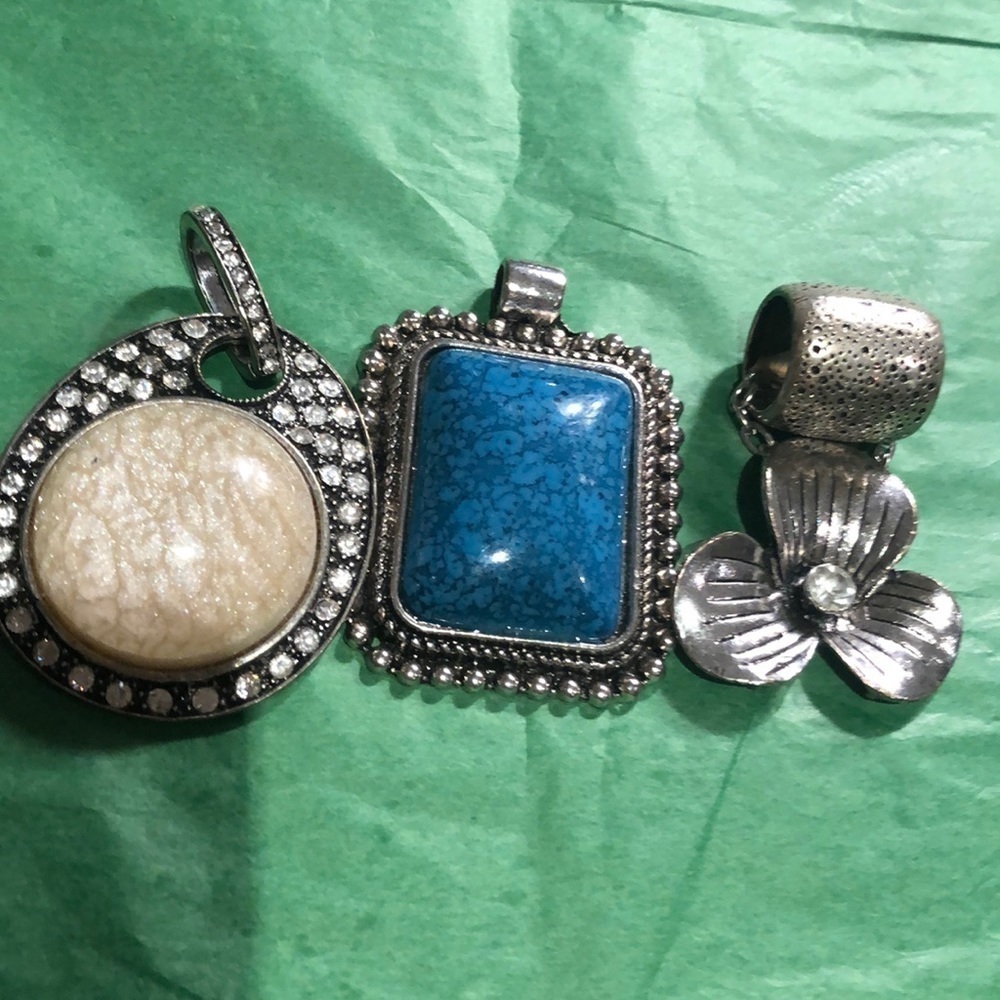 Three large silver pendants to put in a long or short chain